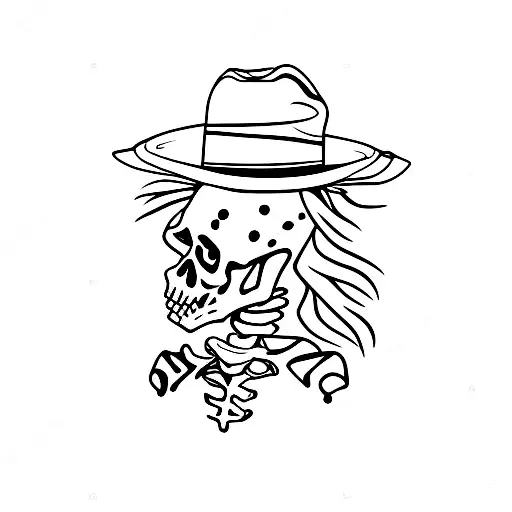 Skeleton With Cowboy Hat