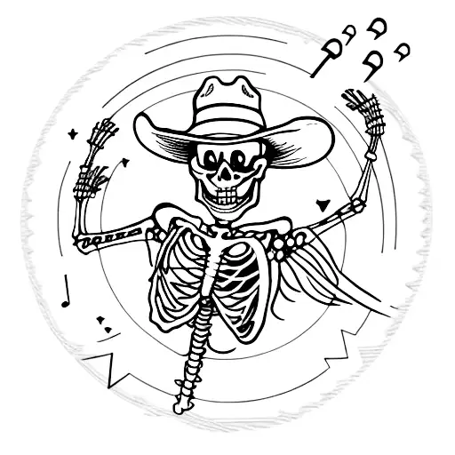 Dancing Skeleton With Cowboy Hat