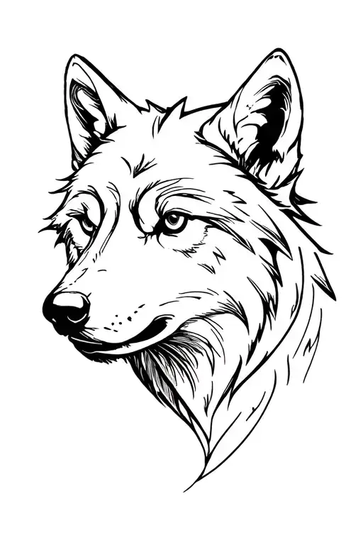 Head Of A Wolf Turned To The Left