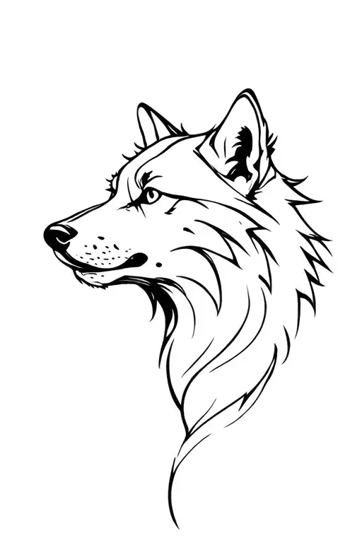 Head Of A Wolf Turned To The Right