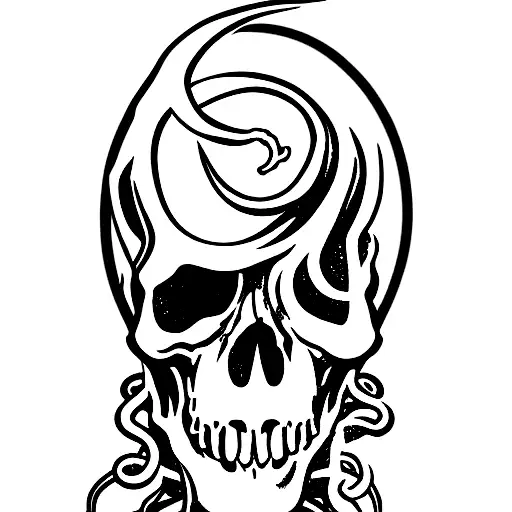 Left Looking Skull With Tentacles Coming Out The Back