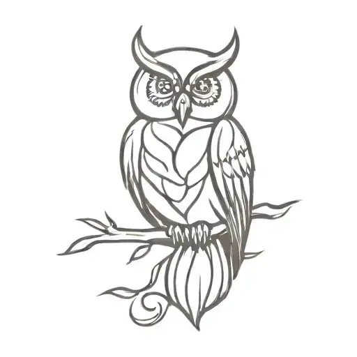 A Minimalist Tattoo Of An Owl With A Scroll Symbolizing Wisdom And Knowledge