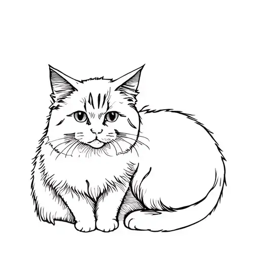 Siberian Cat And Ragdoll Cat Fine Line