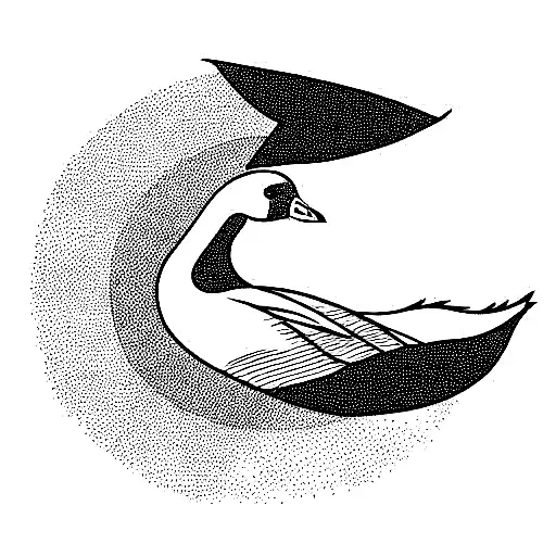 Line Art Goose In A Pool Float