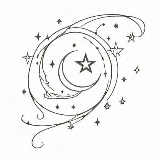 Moon Dhining With Rain And Star Sign