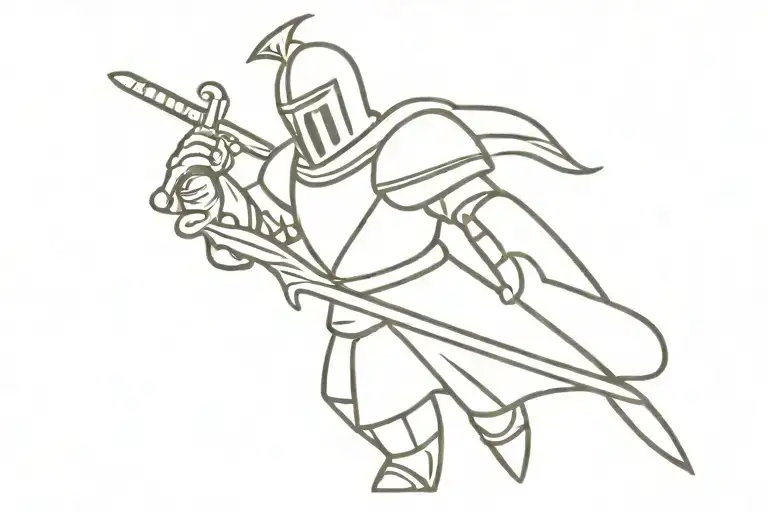 Cartoon Knight Holding A Sword