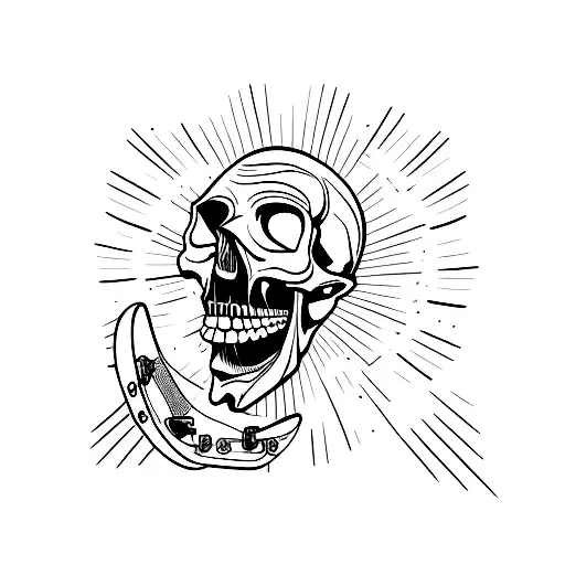 Skull With A Minimalist Skateboard Graphic