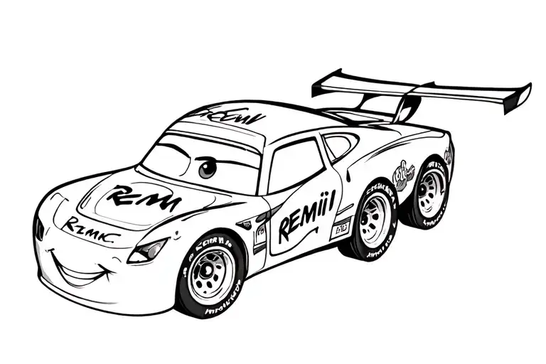 Lighting Mcqueen Car With Remi Written On The Hood
