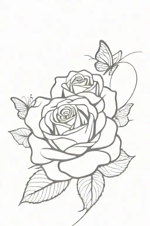 A Rose And Seven Butterfly Sorounding