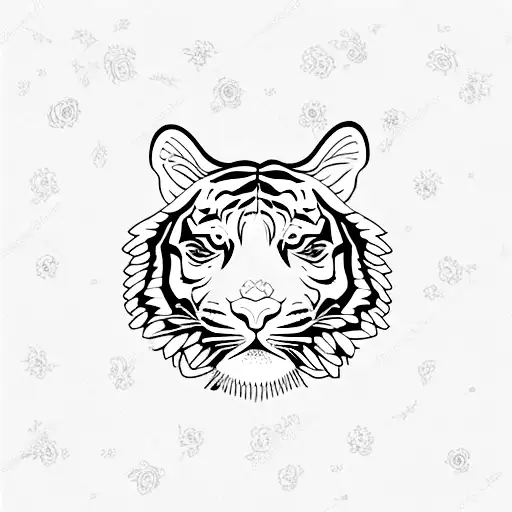 Tiger With Delicate Flowers