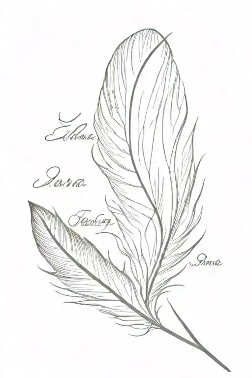 Feather With Names Laura-jane Noah Elaine-emma