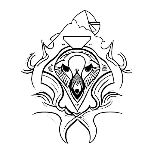 A Minimalist Tattoo Of A Majestic Eagle Soaring Above A Serene Mountain Landscape