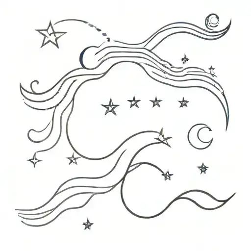Waves And Moon And Star Sign