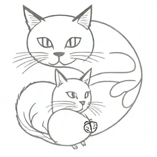 A Ladybug And A Black Cat Side By Side