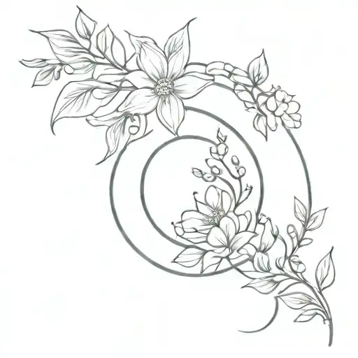 Moon And Flowers Intertwined