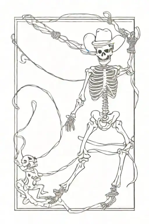 Cowboy Skeleton Being Dragged By Lasso
