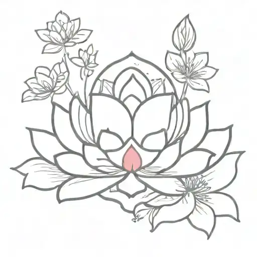 Lotus Flowers Intertwined With Cherry Blossoms Forming A Skull Shape