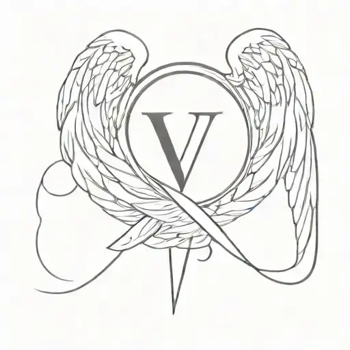 Letter V Going Into Angel Wings