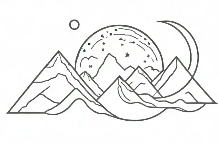 Mountains And Moon