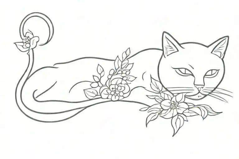 Flowers And Cat