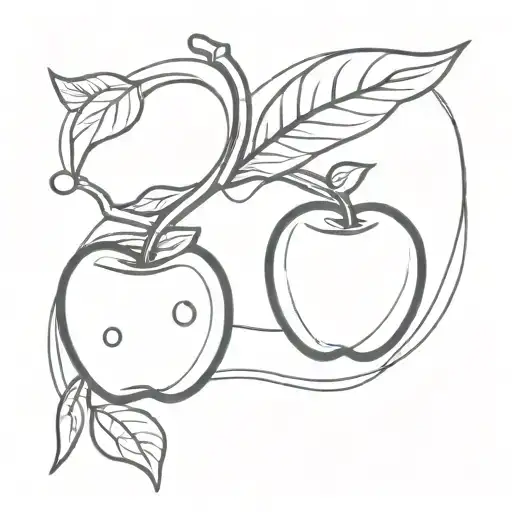 Kawaii Black And White 2D Apple