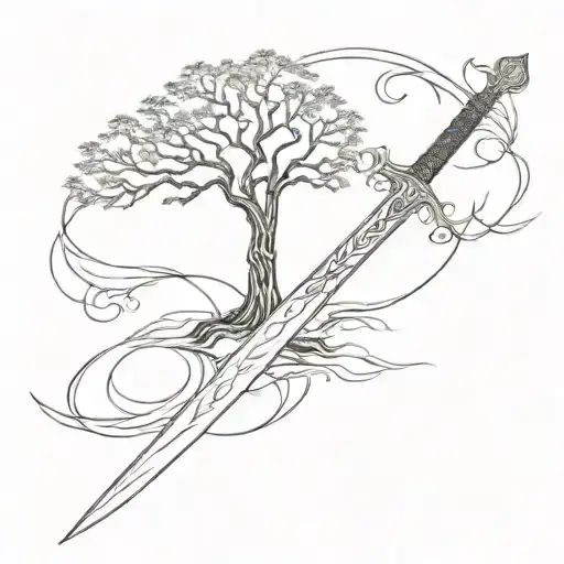 Lotr Trees Of Valinor With The Reforged Sword Anduril