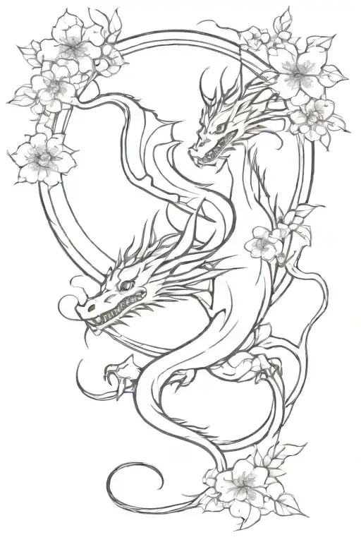 Dragon And Sakura