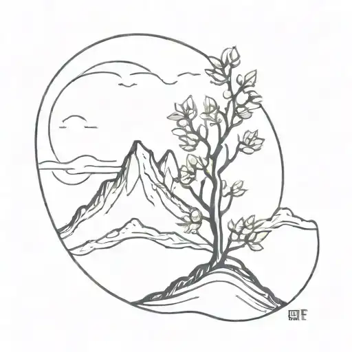 A Peach Tree Growing On A Mountain Peak
