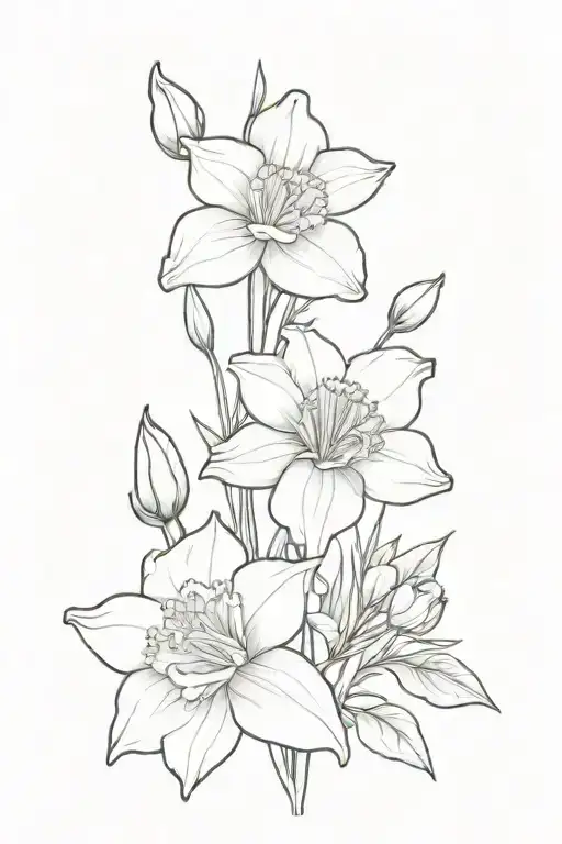 One Carnation And One Daffodil Flower Black And White Bouquet Vertical Small