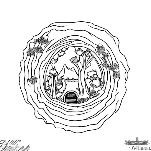 A Hobbit Hole Entrance Surrounded In A Beautiful Ivy Maze