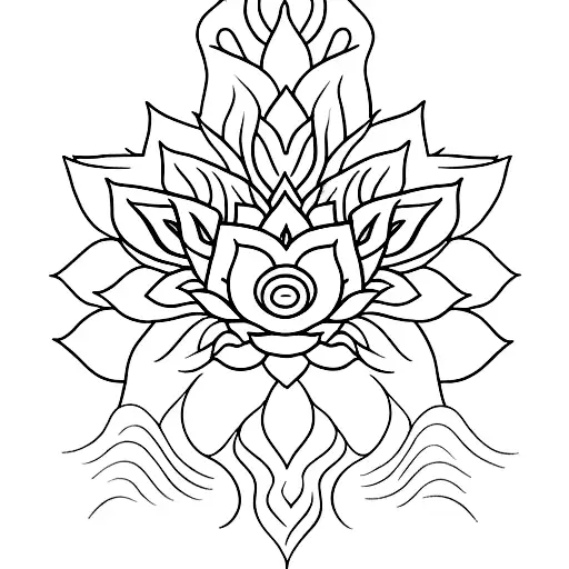 A Minimalist Tattoo Of A Colorful Lotus Flower Surrounded By Angel Numbers
