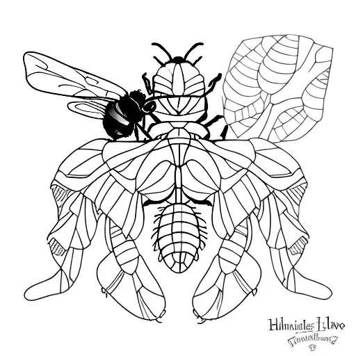 Hawthorne Blossoms With Two Little Bumblebees