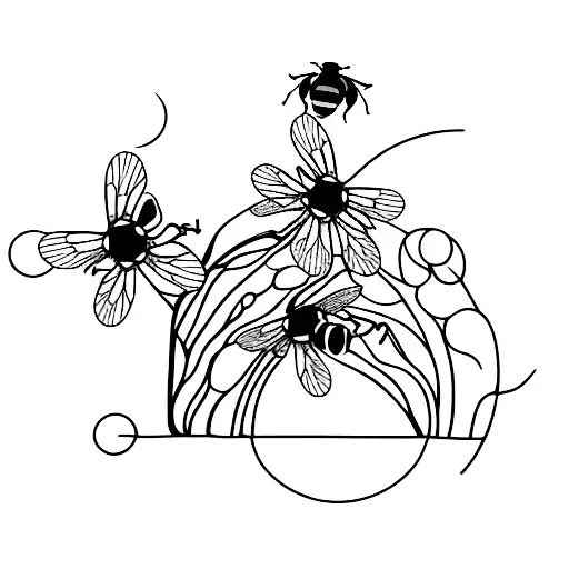 Hawthorne Tree With Two Little Bumblebees