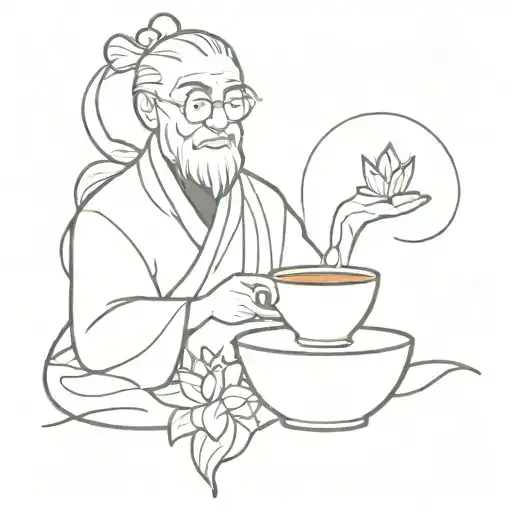 Uncle Iroh Inspired Tattoo Featuring A Cup Of Tea With A Lotus And Angs Glider In The Back