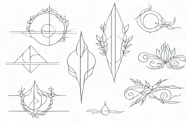 Line Of Several Ornamental Minimalist Designs