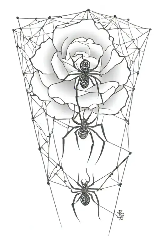 Sketch On The Leg Of A Rose Spider And Web