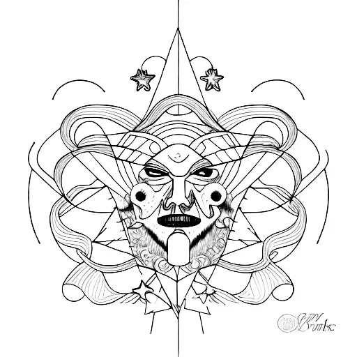 A Surrealistic Portrait Of Patrick Estrela In Dotwork Style