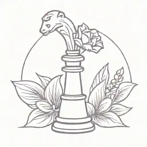 A Chess Piece Of A Hunter And A Violet Flower