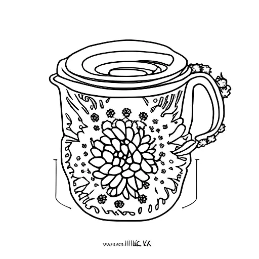 A Minimalist Coffee Mug With An Intricate Floral Pattern