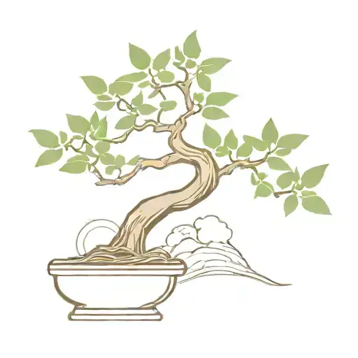 Bonsai Tree Curved To The Right