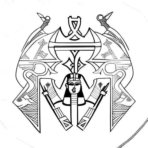 An Egyptian Ankh Symbol Intertwined With A Law Scale