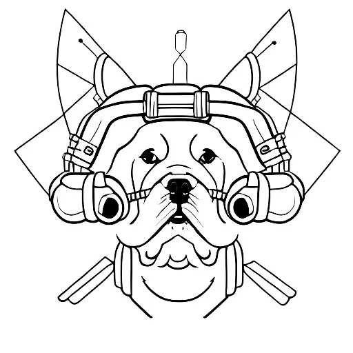 A Minimalist Tattoo Of A Dog Wearing A Motorcycle Helmet