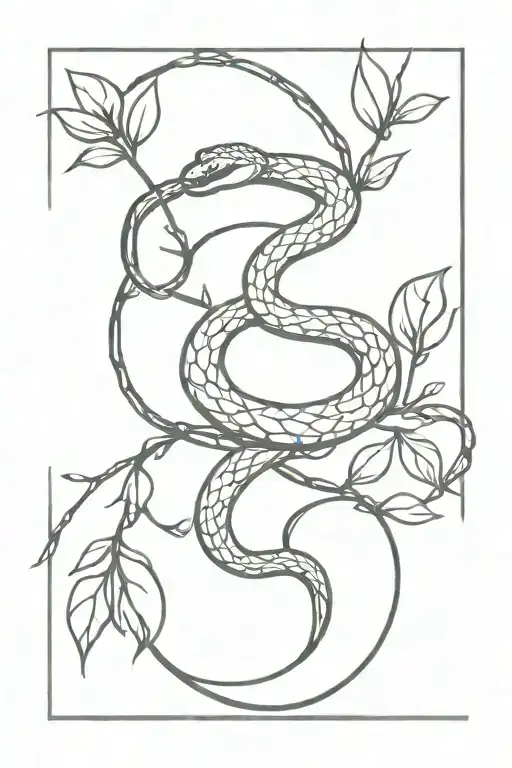 Black And Long Evil Snake Entwined With A Cocoa Tree Branch