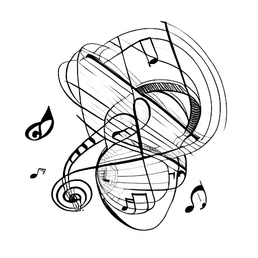 A Music Note Intertwined With A Parachute In The Sky