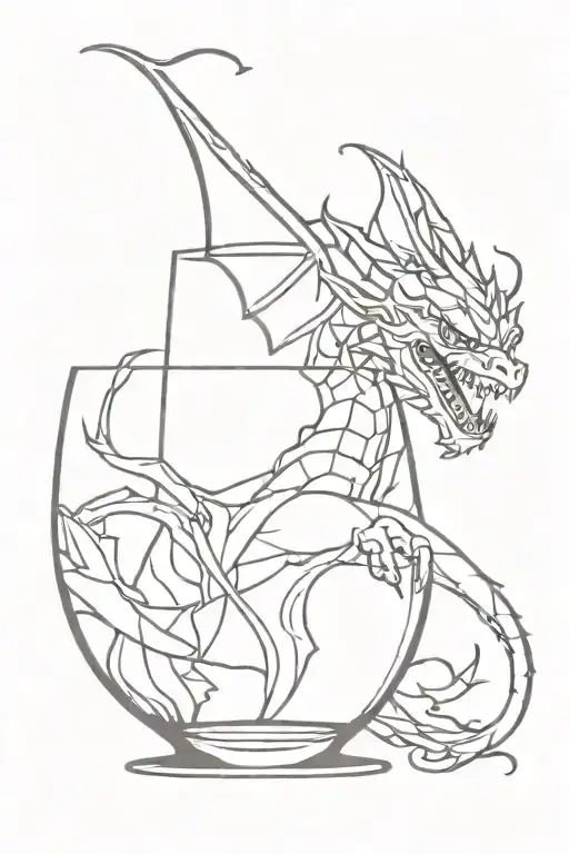 A Glass Of Ice With A Dragon In It