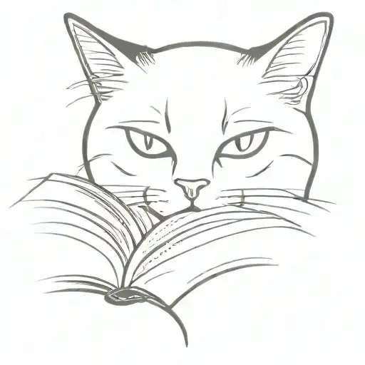 Cat Reading A Book Open