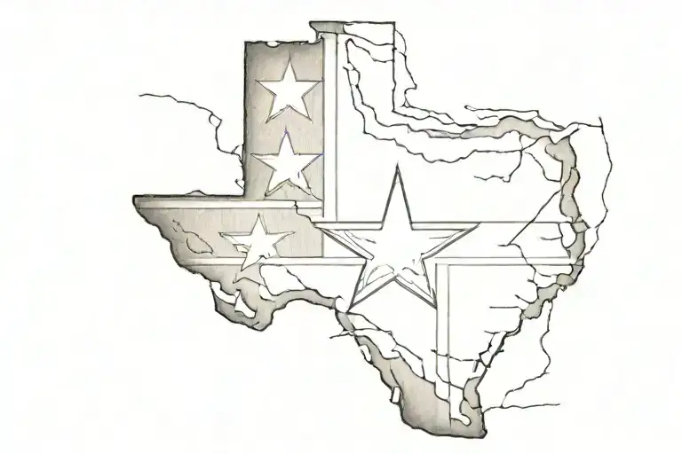 Texas Flag Under Torn Skin