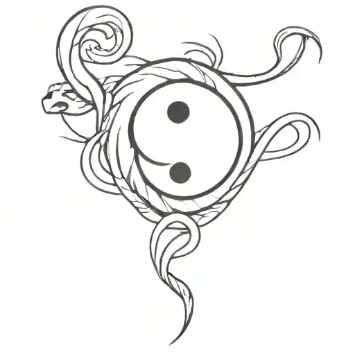 Combination Of Ying Yang And Snake