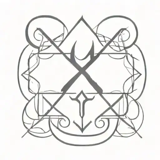 Chistian Tattoo Using Alpha And Omega Symbols With Cross Symbol Minimalistic