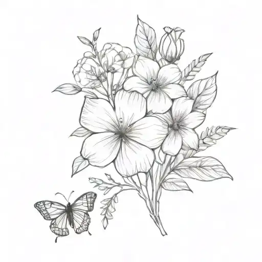 Birth Flower Bouquet November Septempber And July And A Butterfly